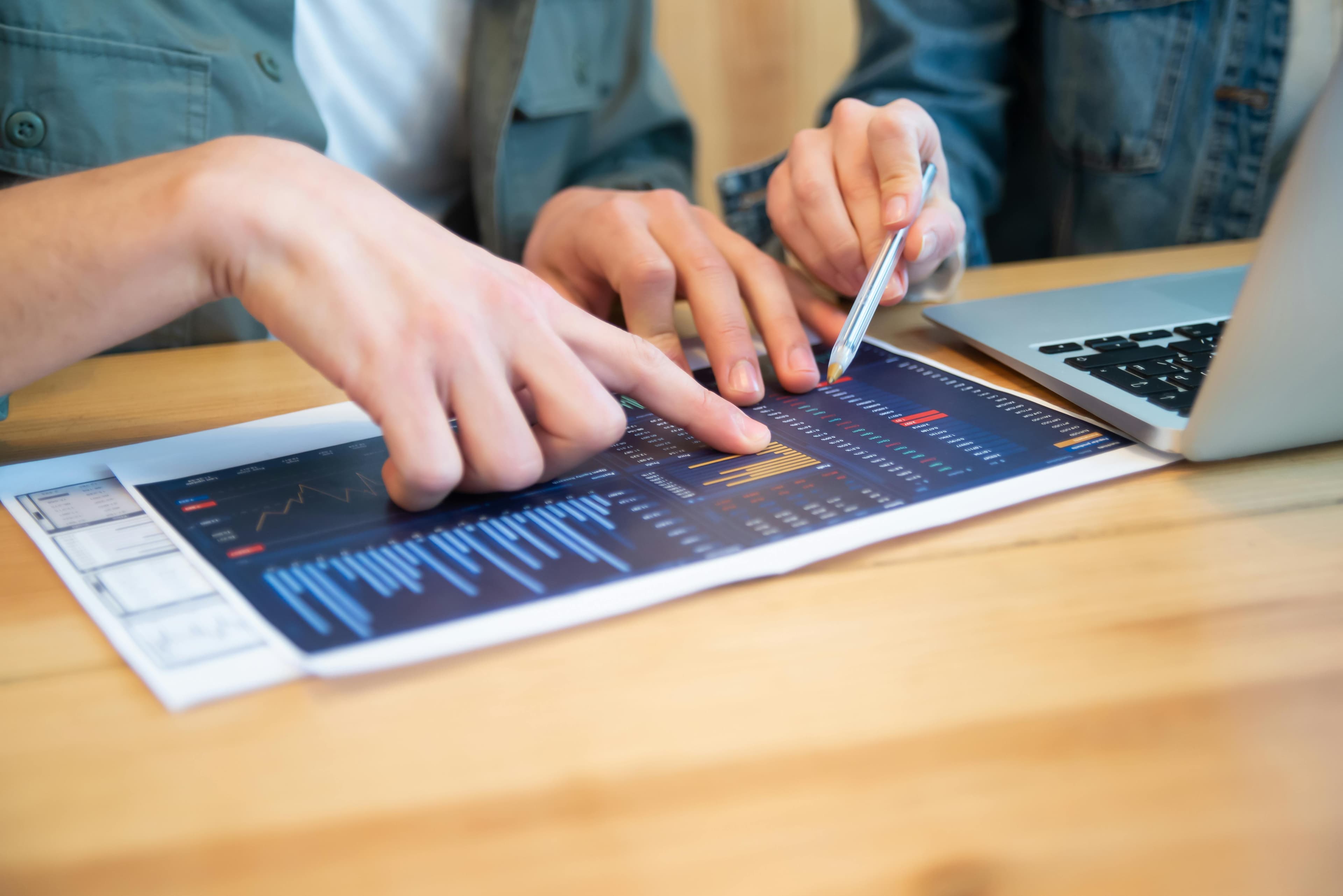 Close-up of structured data tables on a laptop